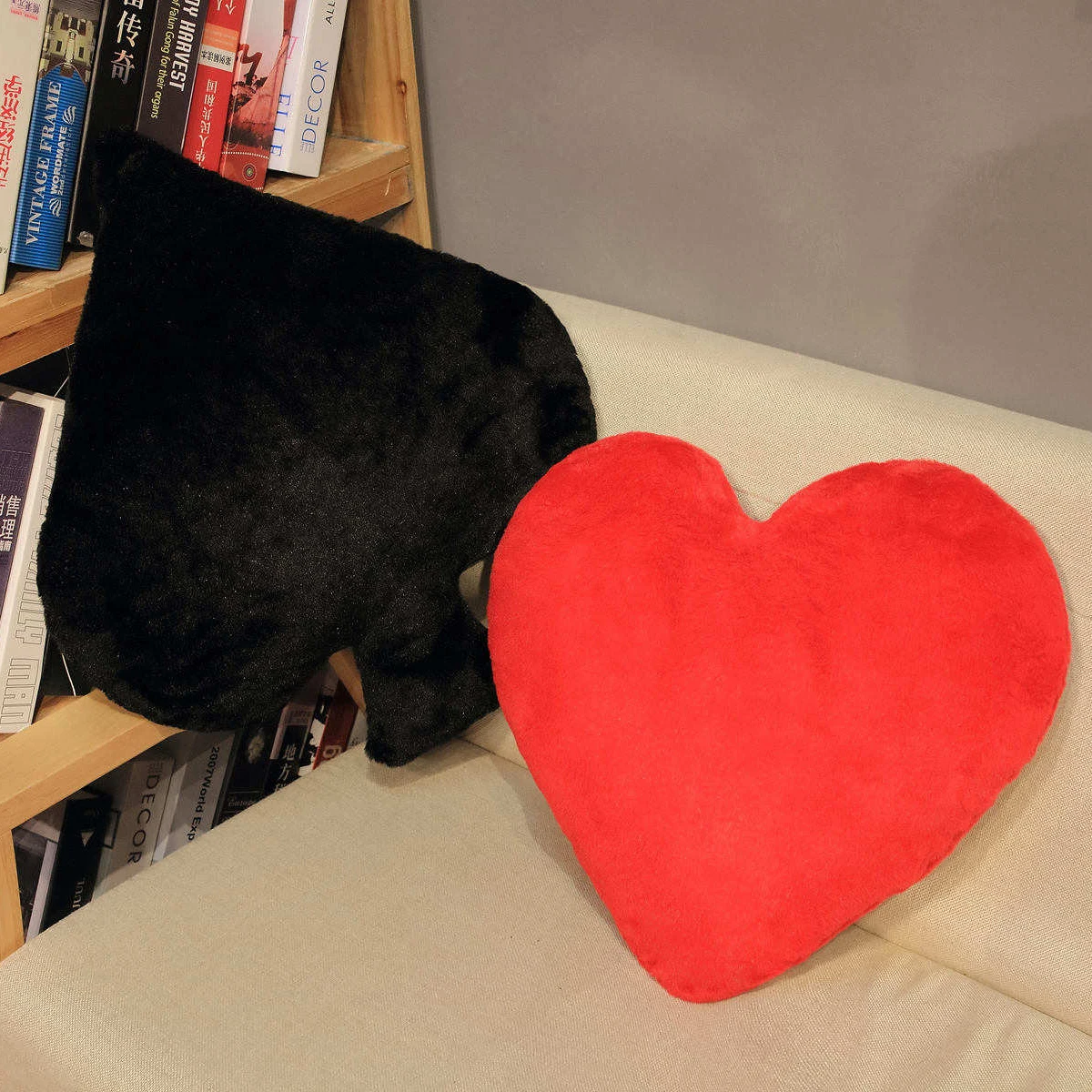 1pc Poker Cards Plush Pillows Stuffed Red Heart Diamond Black Spade Club Soft Decorate For Sofa Chair Bed 3