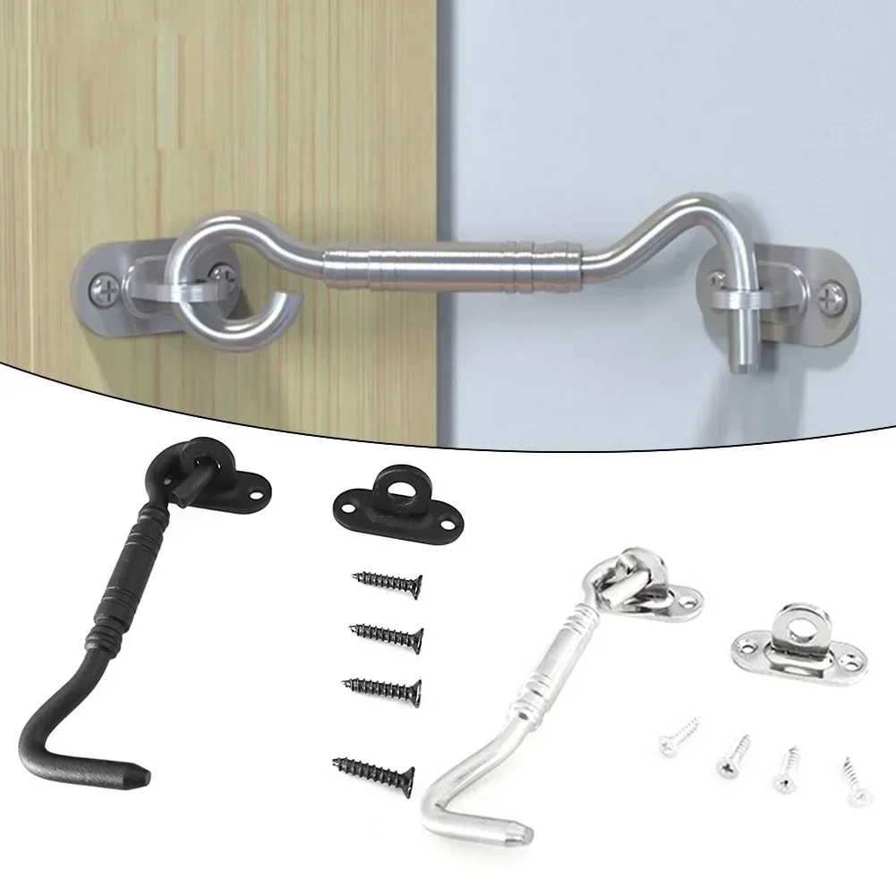 8inch Stainless Steel Cabin Hook And Eye Latch Lock Shed Gate Door Catch Silent Holder Wind