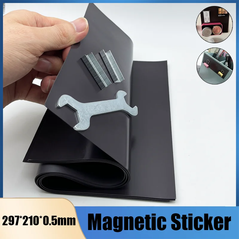 Square Magnetic Sheets A4 Square Soft Magnet Sheet Black Magnetic Mat for Refrigerator Photo Picture Cutting Die Craft Magnet Magnetic One Side 0.5mm