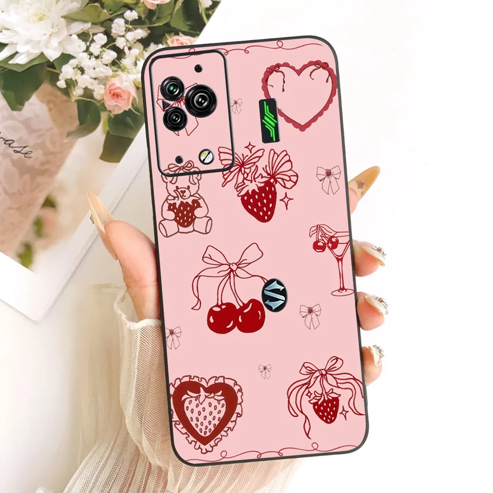 Cute Cat & Butterfly Design Silicone Case - Black Shark 5 Pro