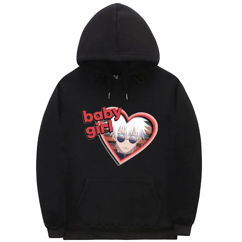 

Love Baby Girl Satoru Gojo Graphic Hoodie Anime Jujutsu Kaisen Print Hooded Sweatshirt Men Women Casual Manga Funny Meme Hoody