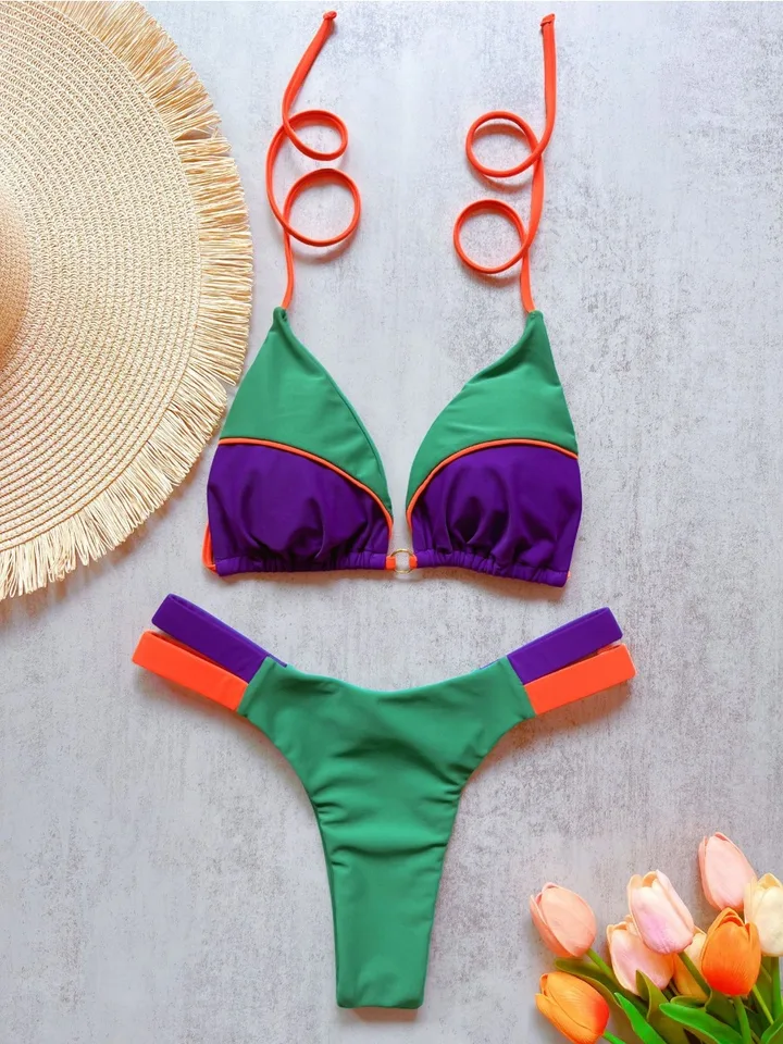 Stylish Women's Patchwork Mini Bikini Set