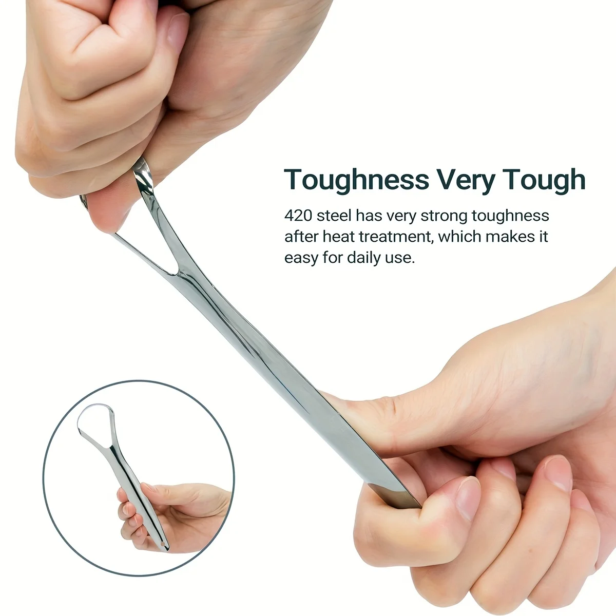 Stainless Steel Tongue Scraper, Portable Tongue Scraper, Oral Care Halitosis Cleaner, Suitable for Home And Clinic Use