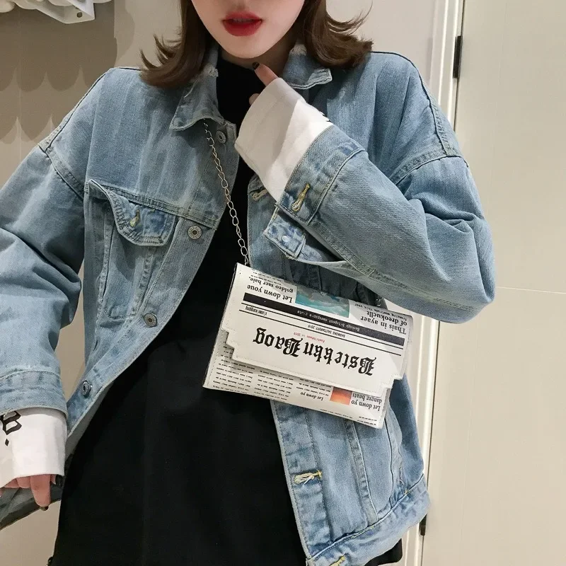 Luxury Designer Women Shoulder Bag Personality Fashion Ladies All-match Messenger Bag Newspaper Modeling Small Square Bag
