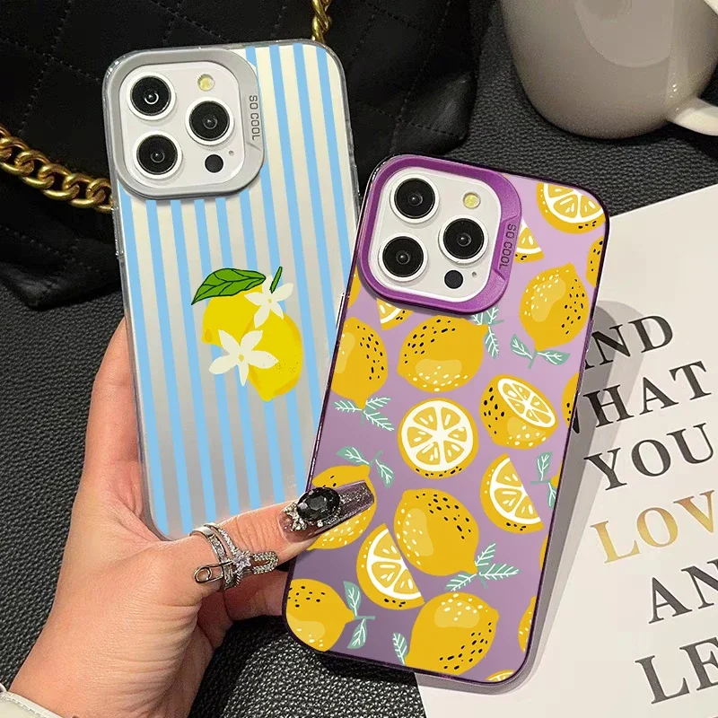 Retro Blue Striped Lemon Phone Case Cover