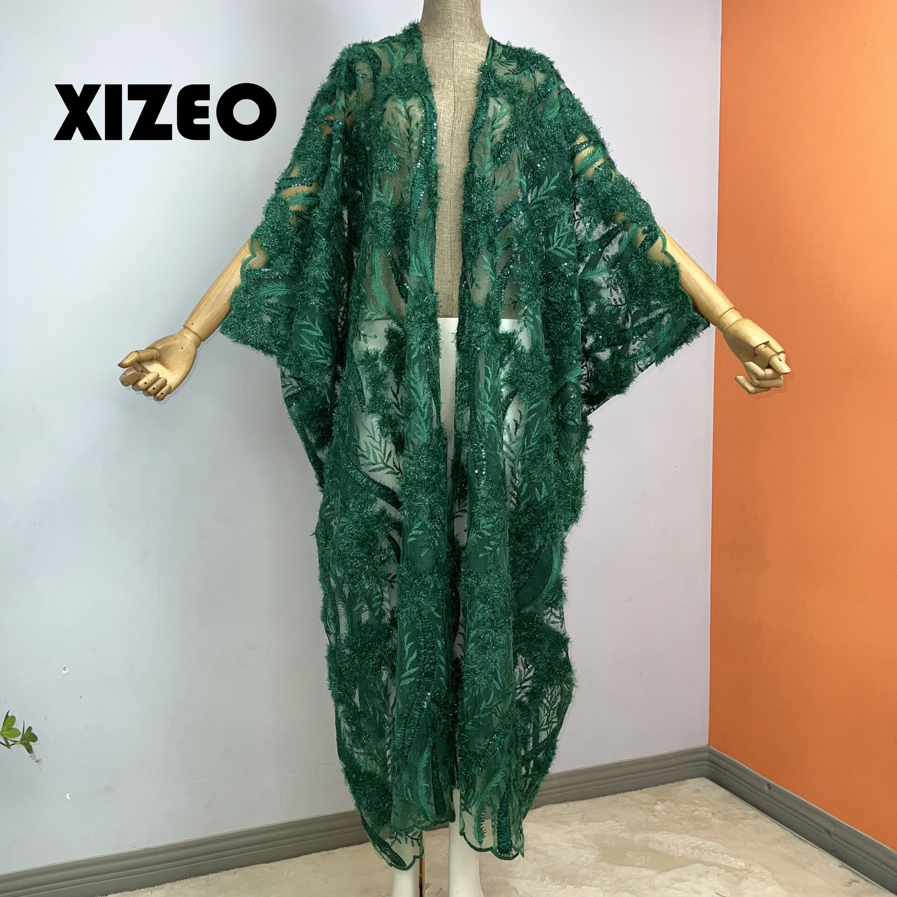 XIZEO Summer Women Cardigan stitch Cocktail sexcy Boho Maxi African Holiday long Sleeve cottonfeeling Robe kimono kaftan
