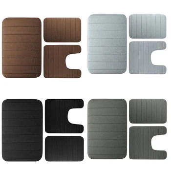 3-Piece Velvet Memory Foam Non-Slip Bathroom Rug Set 1