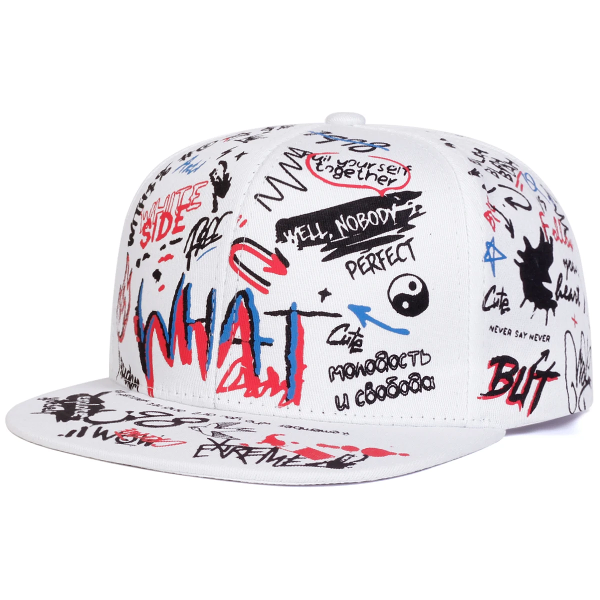 Unisex WHAT Graffiti Print Hip-hop Hats Fashion Spring Autumn