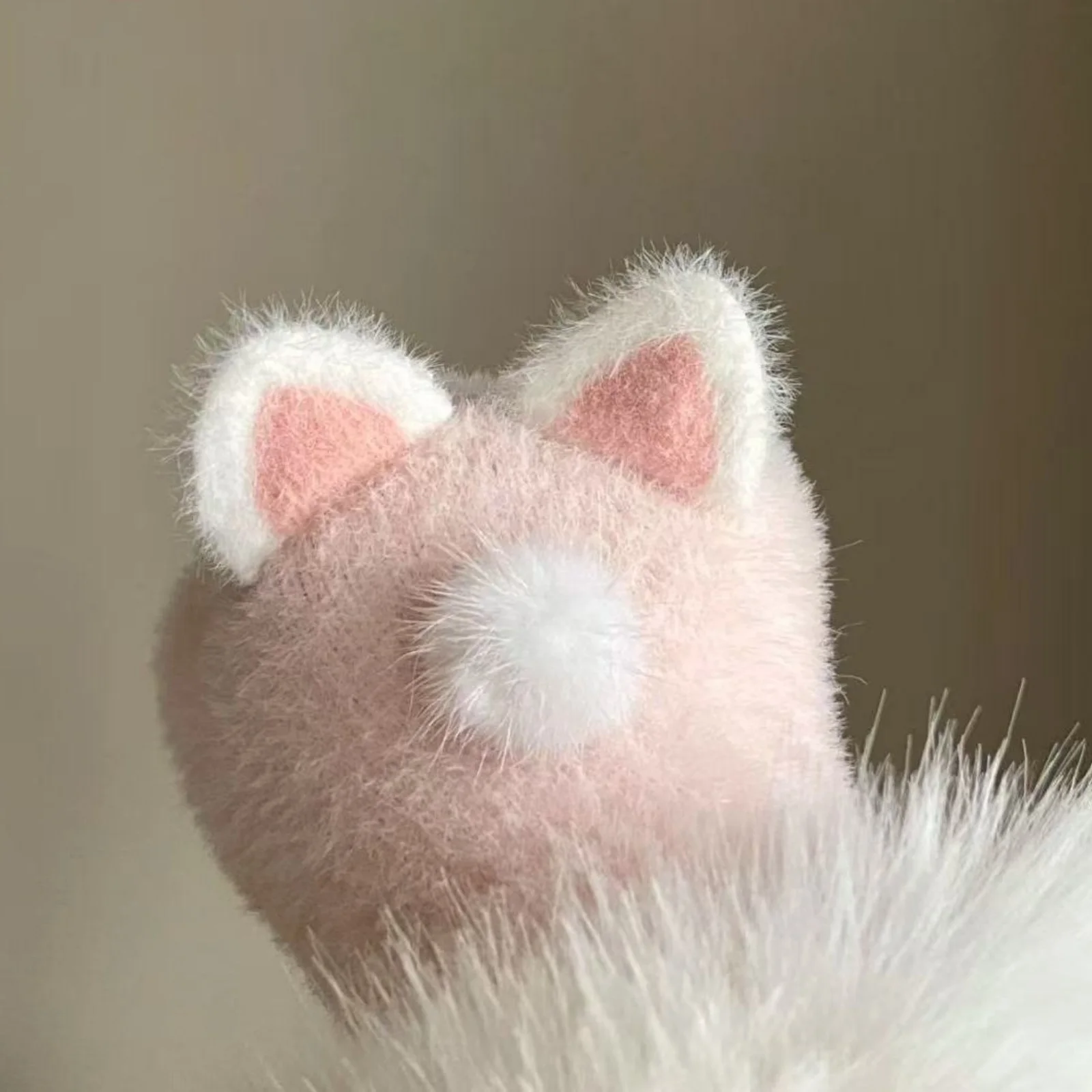 1 Pair Bunny Ear Faux Fur Gloves, Cute Pink Fluffy Hand Warmers, Adorable Rabbit-themed Winter Accessories, Soft Cozy