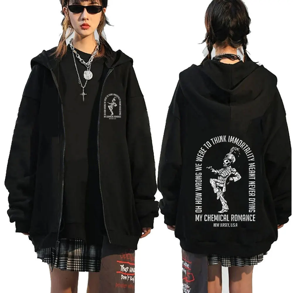 thumbnail image 1 of Sudadera con capucha de Rock Band My Chemical Romance Mcr Dead para hombre, sudadera con cremallera negra, Punk Emo, abrigos Vintage de moda, 1 of 5