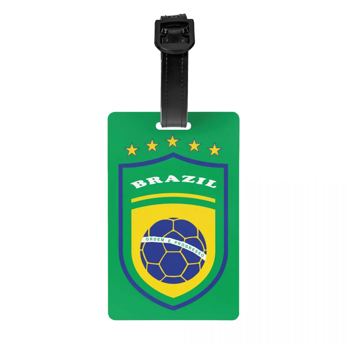 

Custom Flag Of Brazil Football Luggage Tag With Name Card Brazilian Proud Privacy Cover ID Label for Travel Bag Suitcase