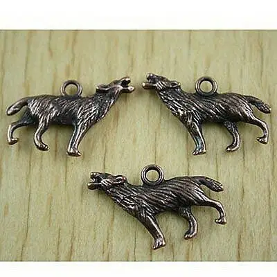 

20pcs 26.4x17.5mm antiqued copper-tone wolves charms h0390