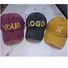 1pcs Customized Letter Baseball Caps Denim Logo Embroidered Unisex Four Seasons Cotton Washed Cloth Durable Adjustable 3