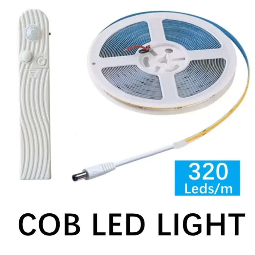 스마트 센싱 조절 가능 COB 라이트 스트립 모션 센서 LED 유도 야간 조명 (가정, 침실, 침대 조명 DIY 장)