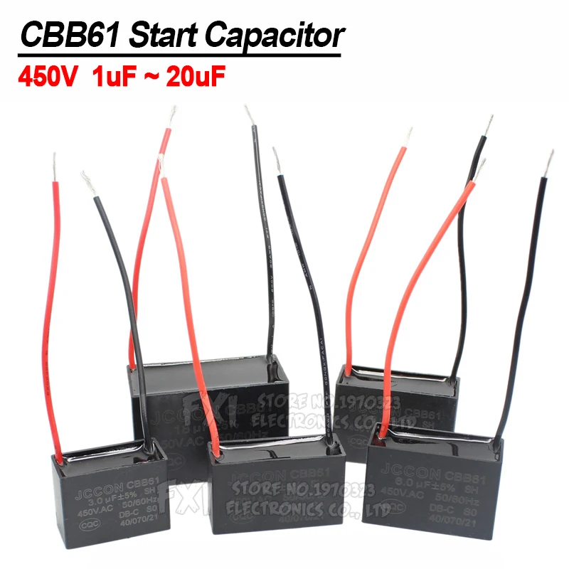 CBB61 Start Capacitor 450V 0.8/1/1.5/1.8/2/2.5/3/4/5/6/7/8/10/12/15/18/20UF Fan Ceiling exhaust Motor Run Capacitor fan capacitor motor run capacitor cbb capacitor motor capacitor