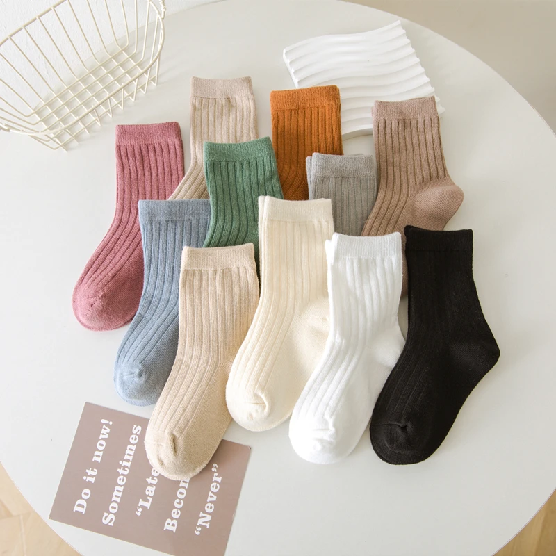 Children Socks 4 Pairs/Lot for Girls Boys Cotton Spring Autumn Winter Kids Baby Mid Tube Socks Keep Warm Floor