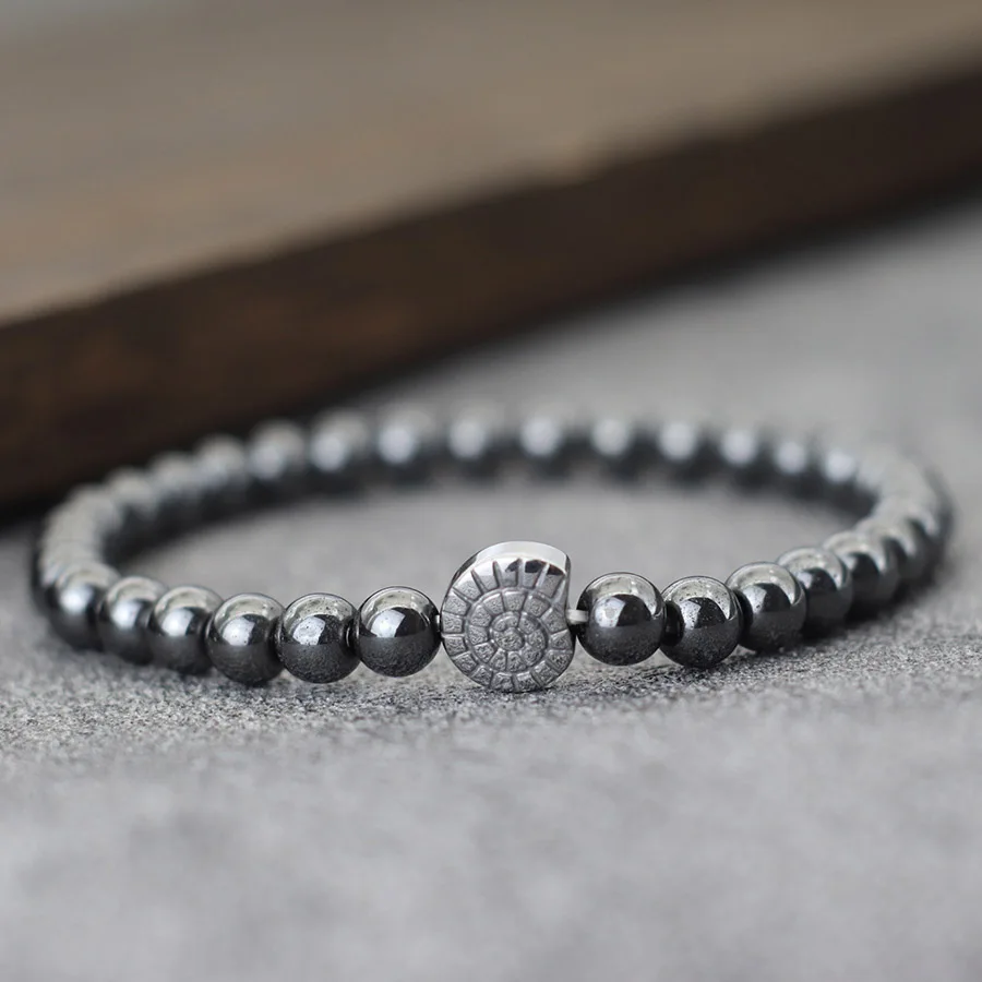 Hematite Stone Men Beach Bracelet