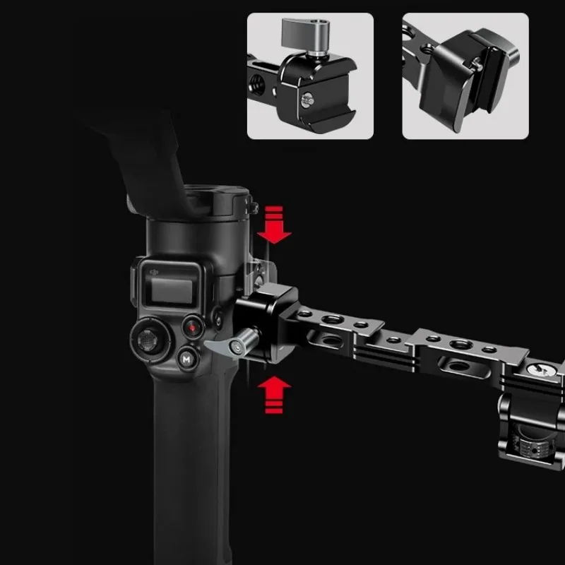 DJI RS2/RSC2용 나토 레일 퀵 릴리즈 모니터 마운트 | 안정적이고 가벼운 사용을 위한 콜드 슈가 있는 연장 암