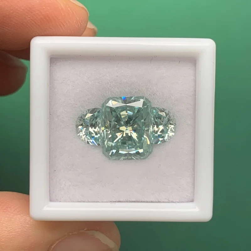 

Ruif Special Design Original Color Aquamarine Blue Moissanite Gemstone Set for Ring Design with GRA Certificate