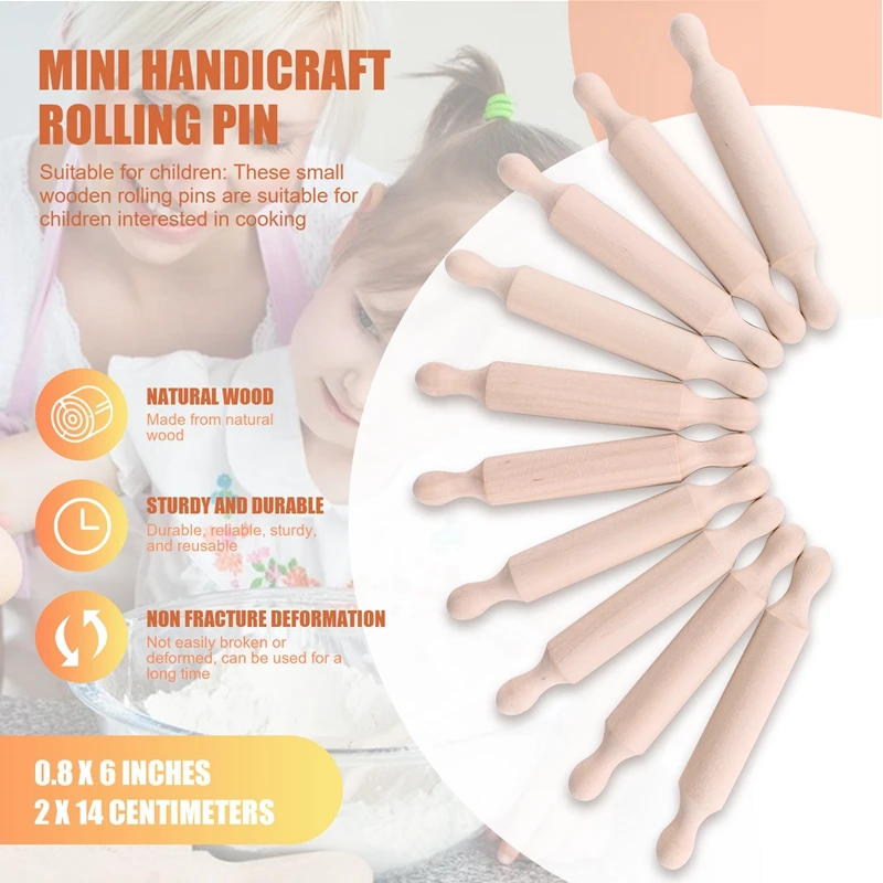 

Деревянная мини-Скалка длиной 6 дюймов, кухонная скалка для выпечки, маленький деревянный ролик для теста для детей, Макарон для помадки