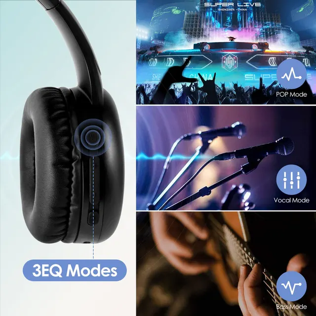 Wireless Bluetooth Headphones with 3 EQ modes for kids and teenagers