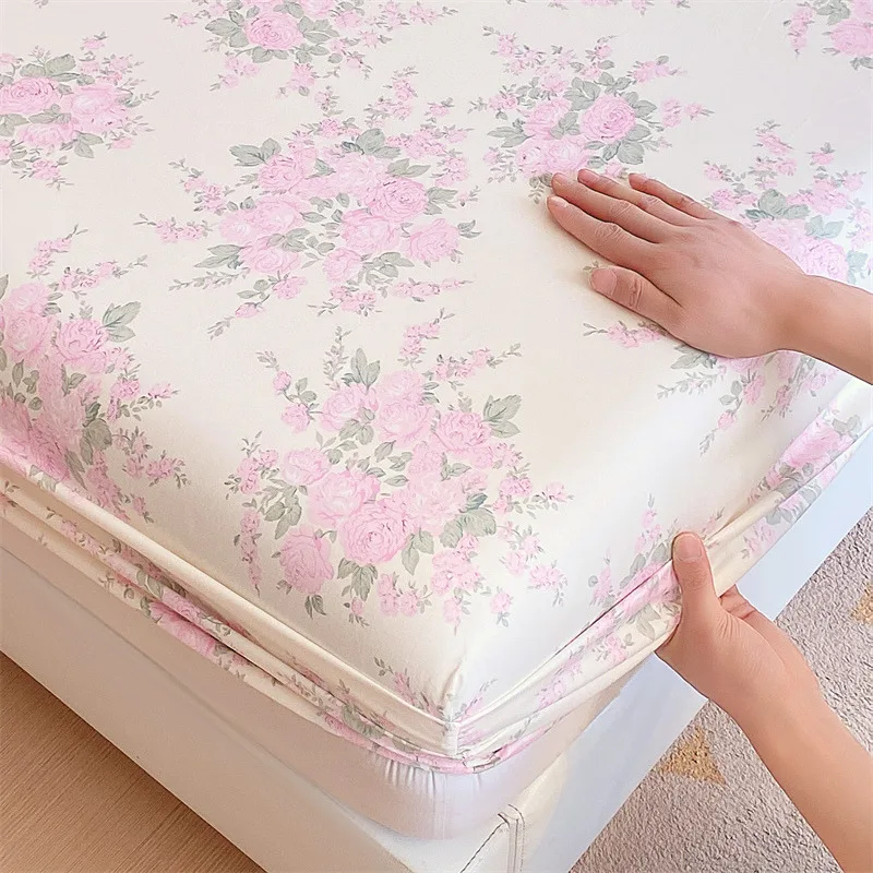 100% Cotton Fitted Sheet Floral Style Bed Cover Skin-friendly Bedsheet 90/100/120/150/180cm Bed Linen sabanas (No Pillowcase) 2