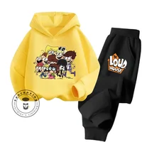 Cuddly Cartoon The Loud House Apparel Comfortable Sets with Adorable Cartoon Printed Hoodie Cute Style Children's Hoodie Set 1