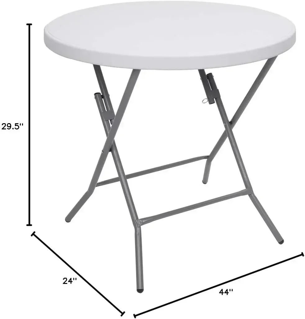 32" Round Folding Commercial Banquet Table, Portable Plastic Coffee Card Dining Table for Kitchen or Outdoor Party Wedding Event 4