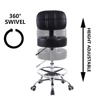 KKTONER Swivel Round Rolling Stool PU Leather with Adjustable Foot Rest Height Adjustable Task Work Drafting Chair with Back 3