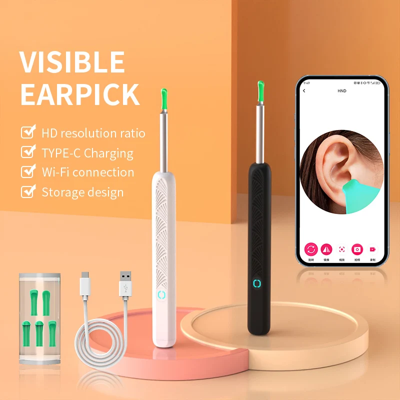 Visual Ear Cleaner With Camera Wireless Ear Sticks Otoscope USB C Charging Endoscope Wax Removal Tools Earpick MIni Camera ear pick ear wax cleaner ear cleaner set ear cleaner ear camera diagnostic otoscope kit ear picking tools set ear wax removal kit
