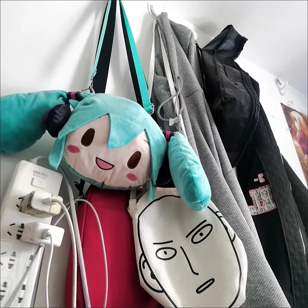 Bolso pequeño de un hombro de felpa, bolsa de almacenamiento de dibujos animados de Hatsune Miku, sonrisa suave, adorno coleccionable, regalo de muñeca, nuevo Anime