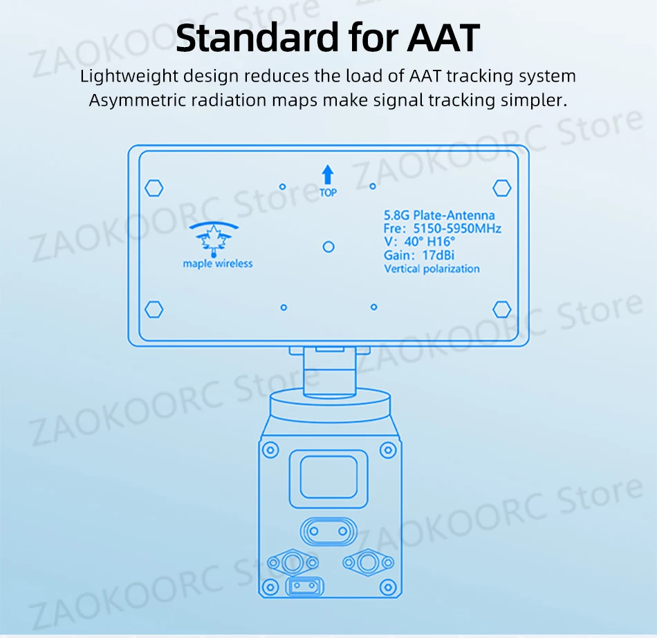 Description Picture 6 of item1/2/5PCS Maple Wireless Antenna 5.8G 17dBi 17db High Gain AAT/Manual SMA/RPSMA For FPV Monitor HD VTX Auto Tracker HM30 Drone