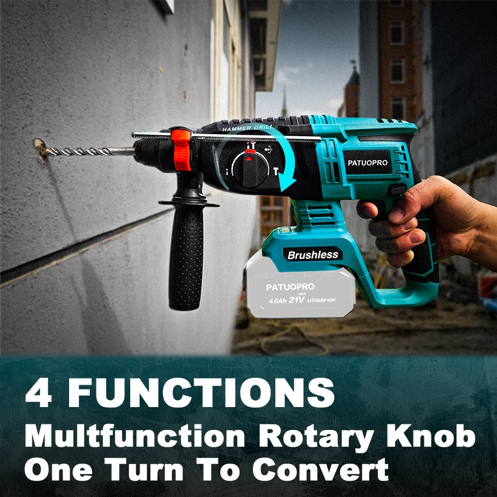 Electric Hammer Drill Brushless Multifunctional Cordless Rotary For Makita 18V Battery(No Battery)