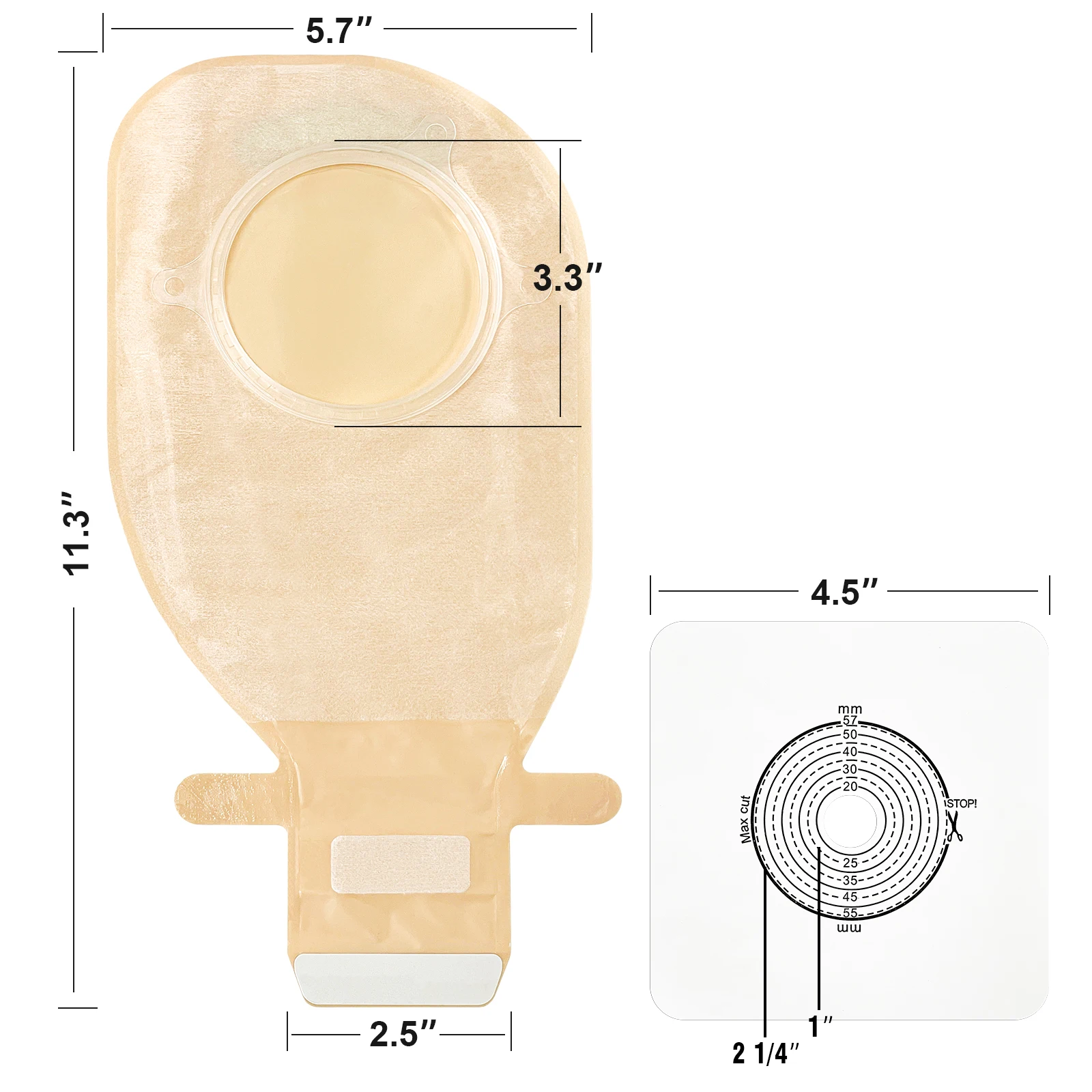 57mm 15pcs Bags 6pcs Barriers Ostomy Supplies Colostomy Bags Two Piece Drainable Pouches Hoop Look Ileostomy Stoma Care Colostomy Bags Ostomy Barrier Rings