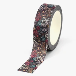 1PC. 10M Decorative Halloween Vintage Skulls Red Roses and Diamonds Washi Tape Scrapbooking Stickers Masking Tape Cute papeleria