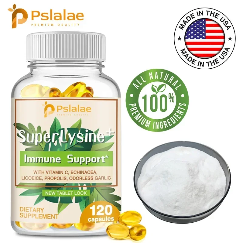 

Super Lysine Capsules - Promote A Healthy Immune System with Vitamin C, Echinacea, Licorice, Propolis, Unflavored Garlic