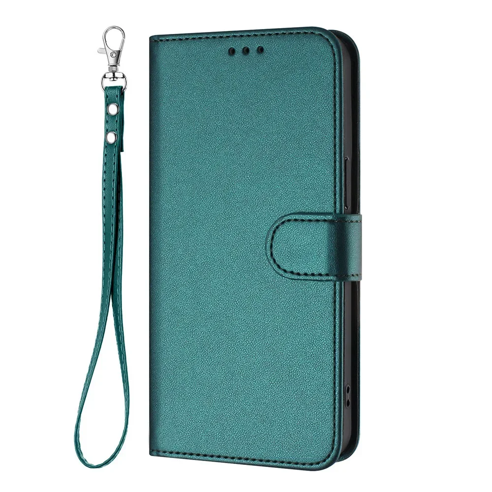 Solid Color Leather Flip Wallet Phone Case