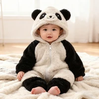 Baby Girl Clothes Panda Pajamas Autumn Winter Keep Warm Boys Home Clothing Newborn Romper Fleece Sets For Children 0-36 months