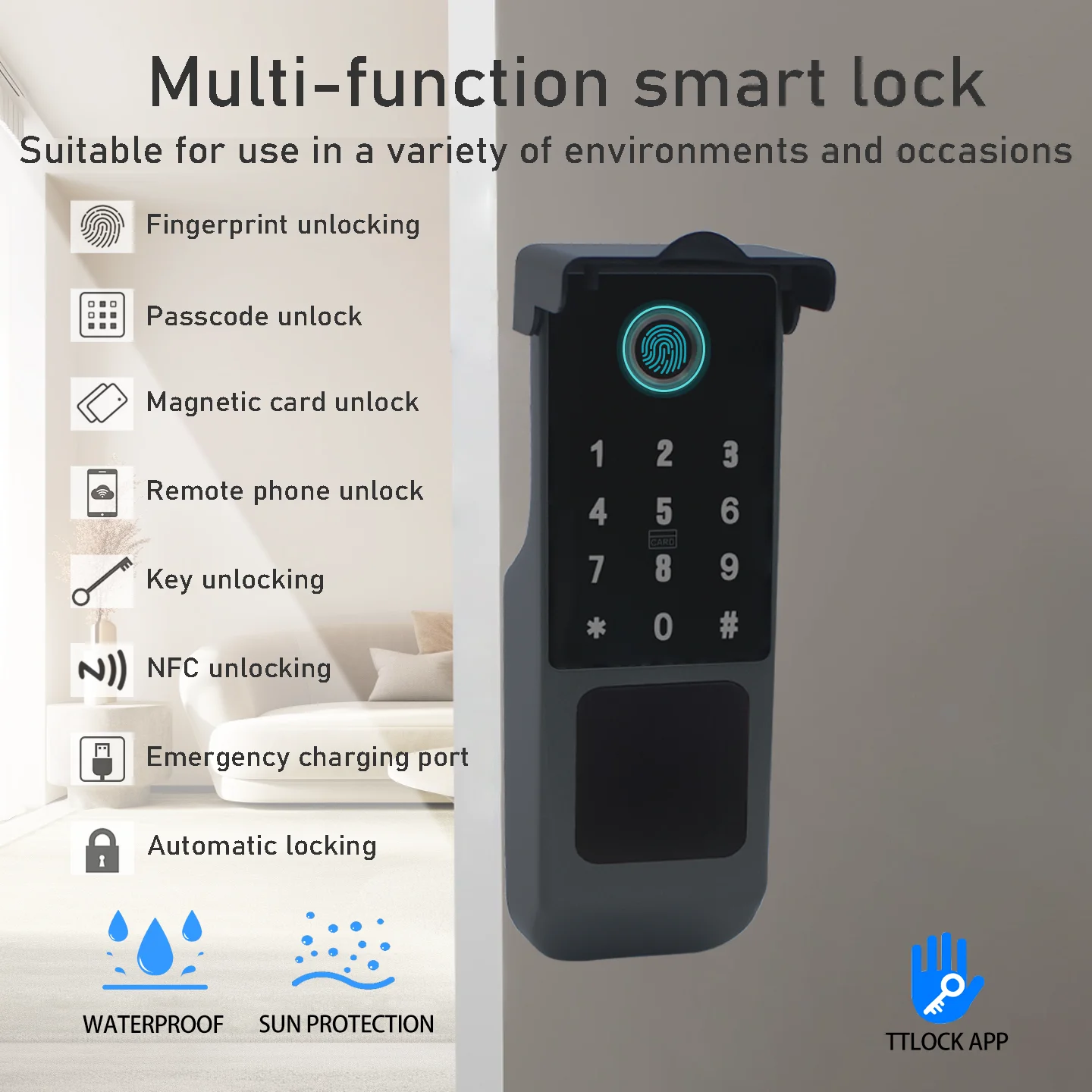 TTLOCK 스마트 문짝 잠금, 디지털 스마트 홈 지문 잠금, 보안 보호, 집 도어락