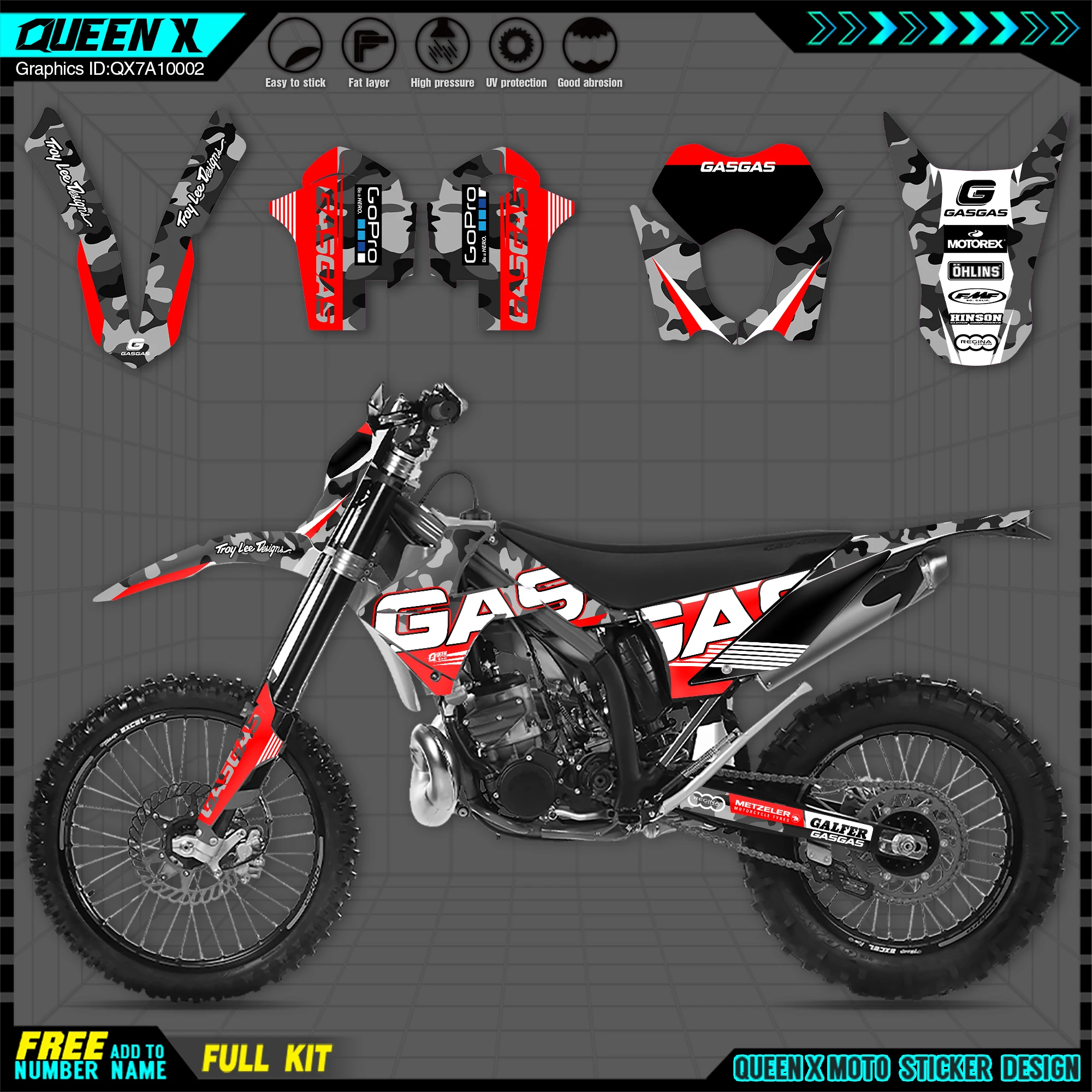 

QUEEN X MOTOR Custom Team Graphics Backgrounds Decals Stickers Kit For GASGAS 2010 2011 EC MC 002