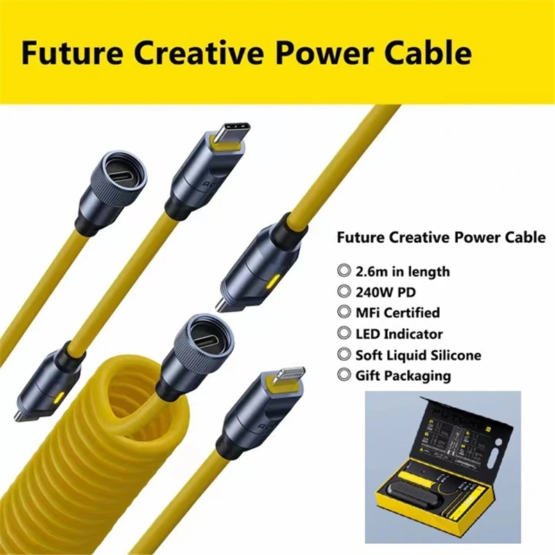 

AOHI 240W Future Creative Power Cable 2.6m PD USB Type C кабель mfi 인증 케이블 Lightning Cord for iPhone MacBook