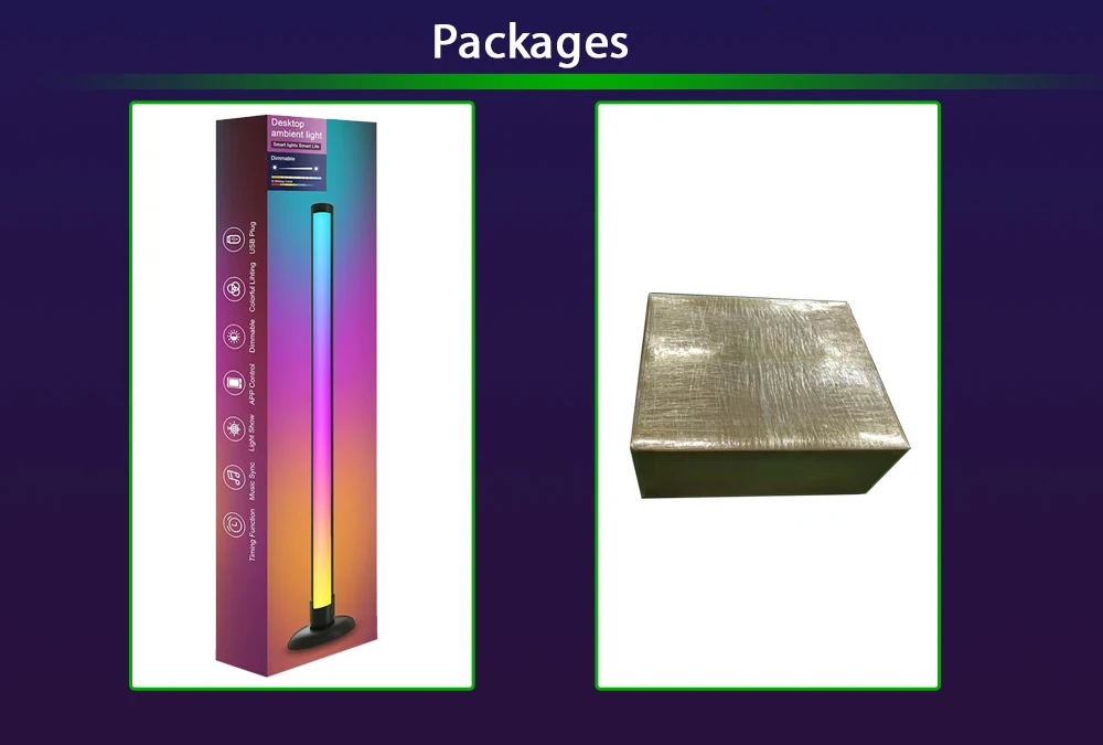 320deg LED Bar Light 10W 2 Packs RGBIC USB 5V LED Computer Bar Lamp Bluetooth Wifi Smart Control Ambient Lighting for Game Room