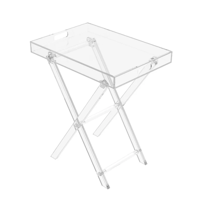 Bespoke clear Acrylic Tea Coffee Folding Tray Table for Home Decor Lucite Side Table Sofa End