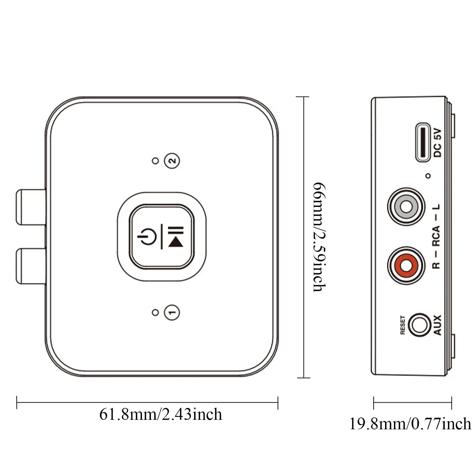 Wireless Audio Receiver Low-Latency Wireless Audio Adapter For Gym Equipment Car Music Playback Movie Viewing Game Home Outdoor