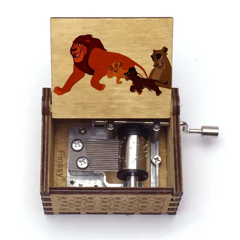 color print Lion King can you feel the love tonight Music Box Hand Wooden Musical Christmas Birthday Gift Decoration
