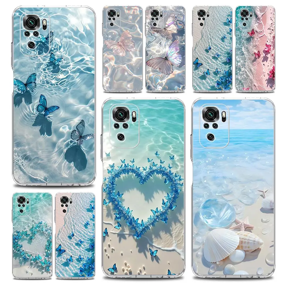 Blue Butterfly Ocean Waves Soft TPU Phone Case