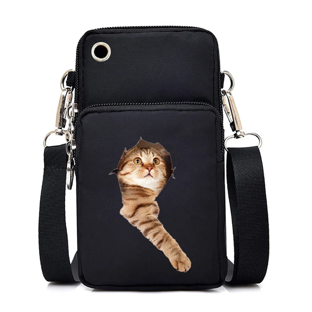 Cute Cat Graphics Women Crossbody Messenger Mobile Phone Bag mobile phone bag,women messenger bag