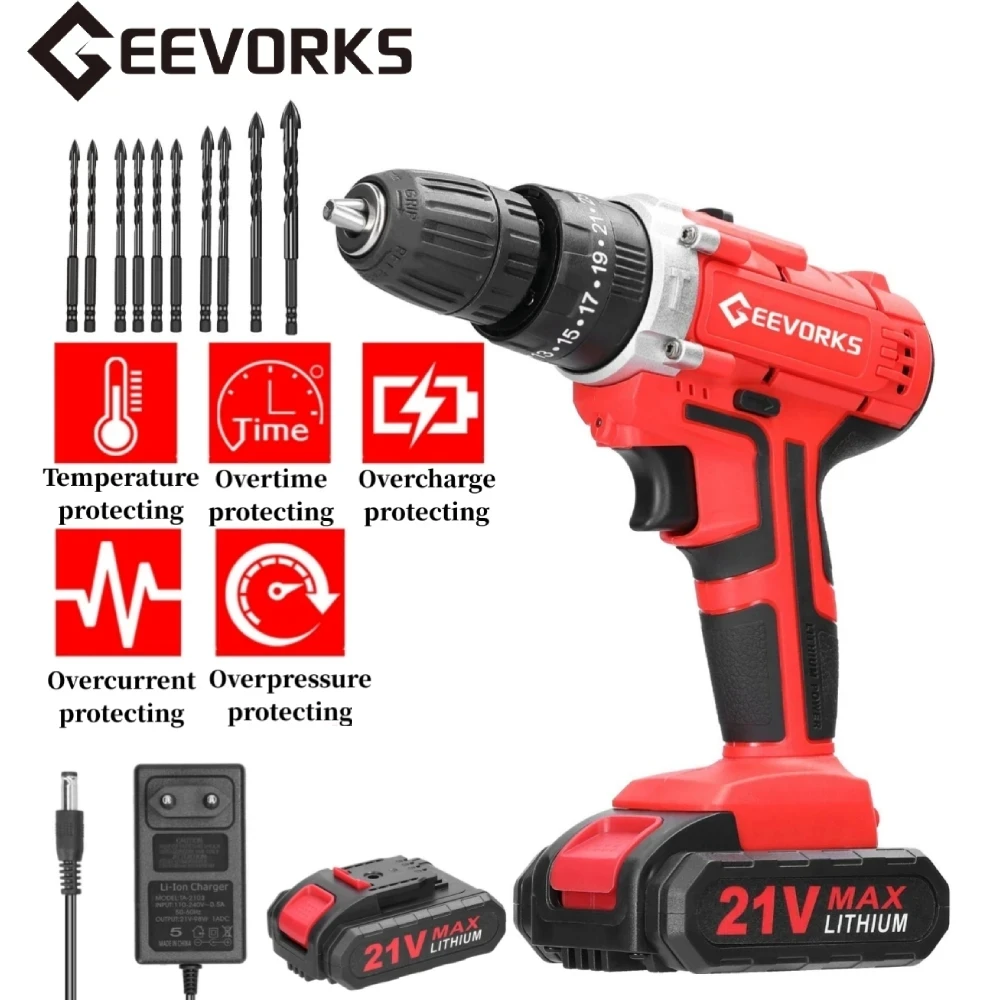 Geevorks 21V cacciavite elettrico 25 3 coppia trapano elettrico a geevorks-21v-cacciavite-elettrico-25-3-coppia-trapano-elettrico-a