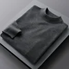 Men's Mid-Neck Sweater Half-High Collar Knitted Pure Color round Neck Spring Autumn Base Shirt Inner Wear Casual Male Fashion