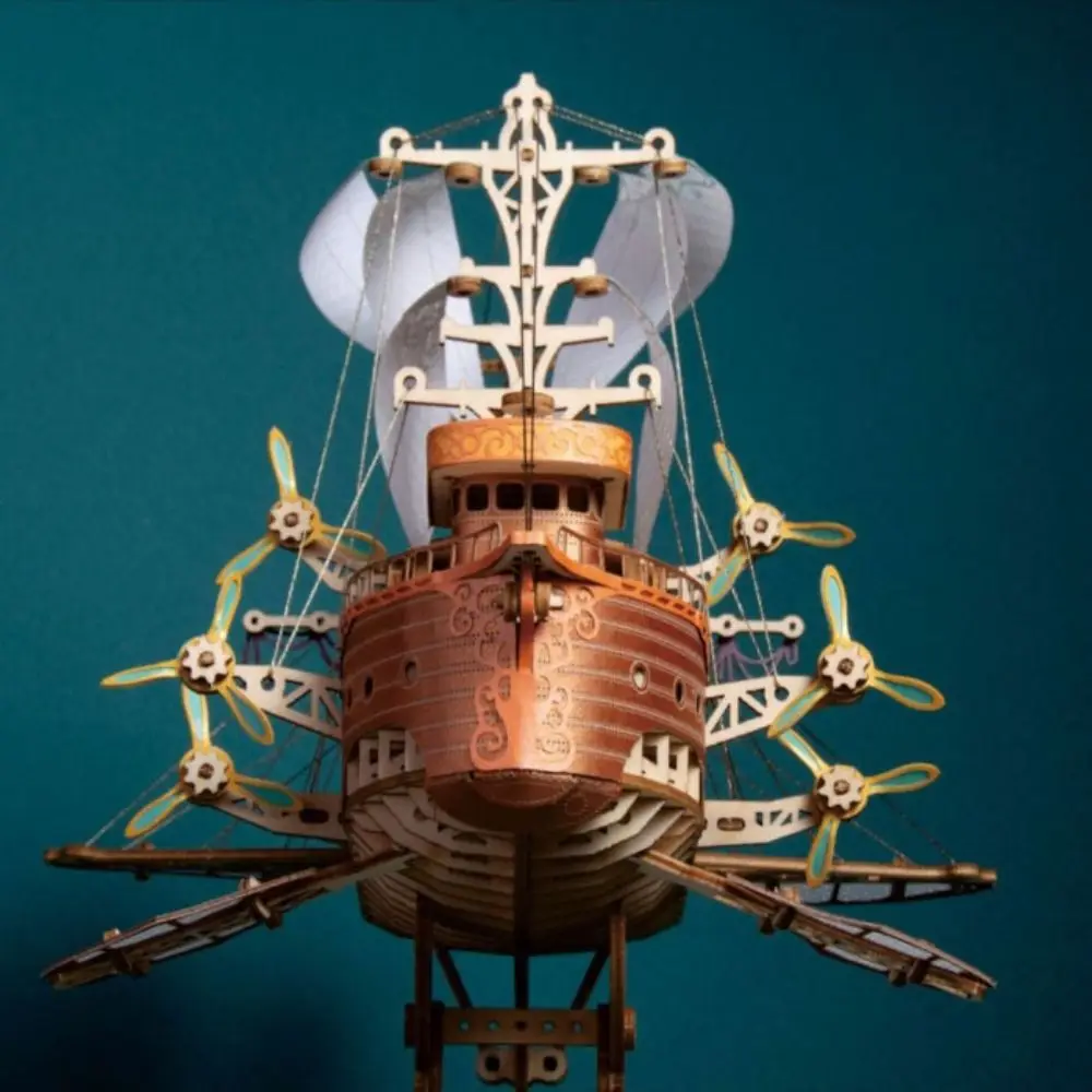 Assembly Fantastic Spaceship Model Fantasy Airship Miniature Model DIY 3D Wooden Puzzle Handicraft Steampunk